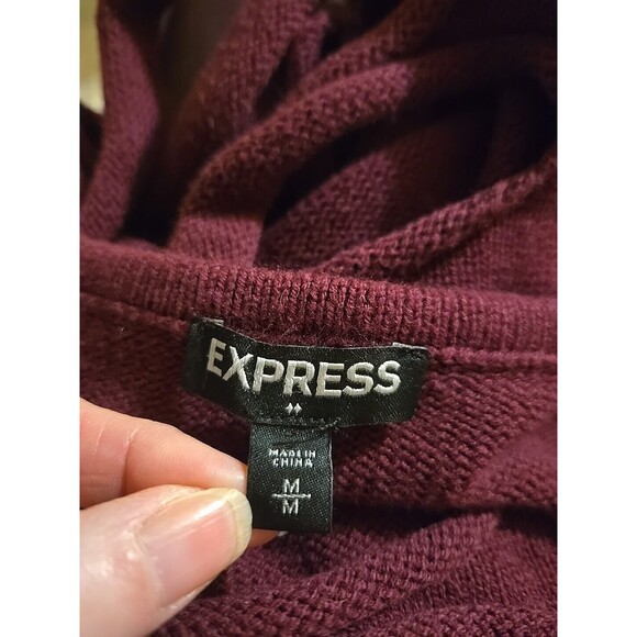 Express Burgundy Cotton Knit Laser Sweater Size Medium - Picture 9 of 10